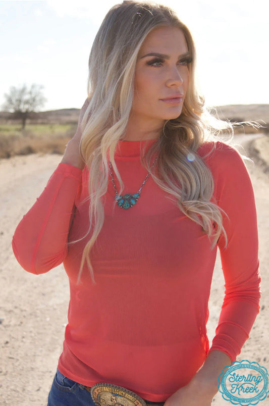 The Meshed Out Coral Top