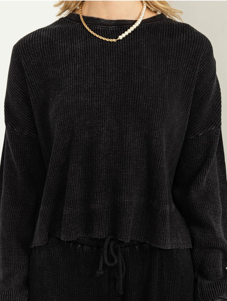 The Washed Waffle Black Top