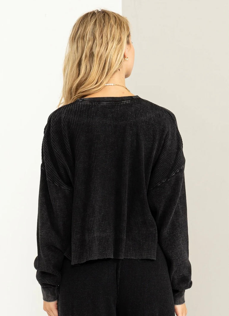 The Washed Waffle Black Top