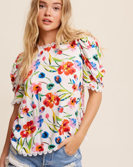 The Blooms Button Down Back Top