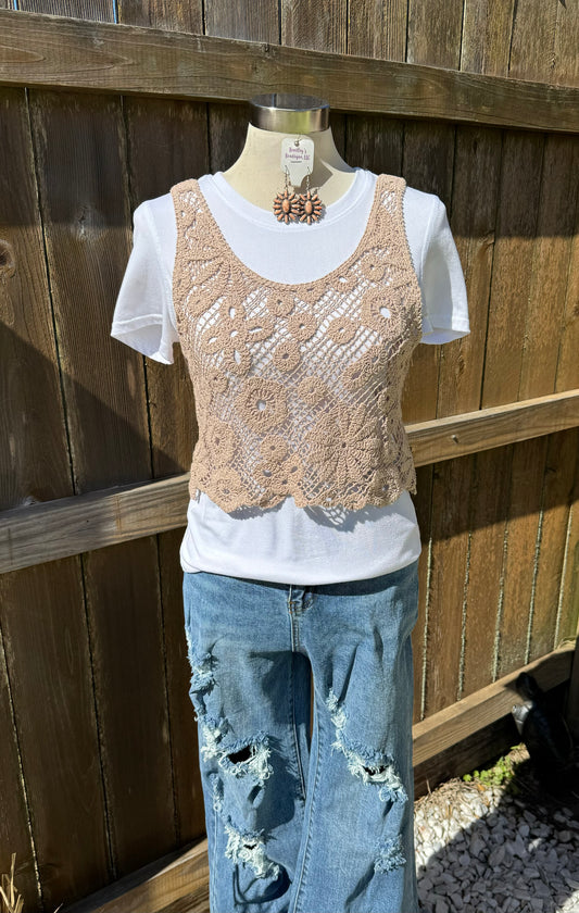 The Taupe Crochet Crop Top