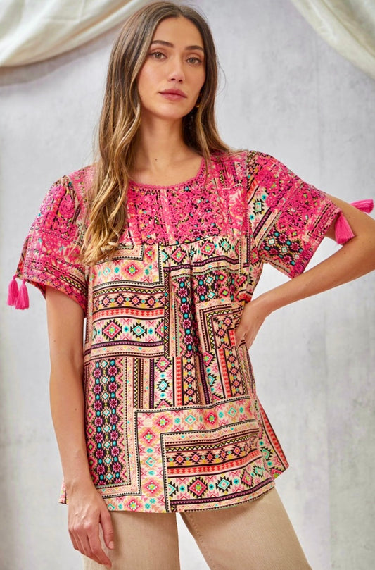 The Pink It Is Embroidery Top